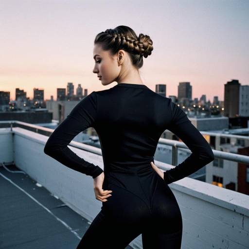 Female Dancer with Braided Half-Updo on Rooftop