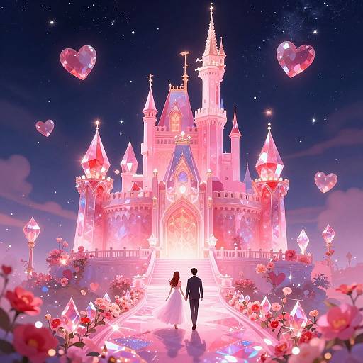 Romantic Pink Crystal Castle Fantasy