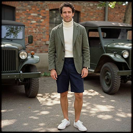 Stylish Man in Vintage Courtyard