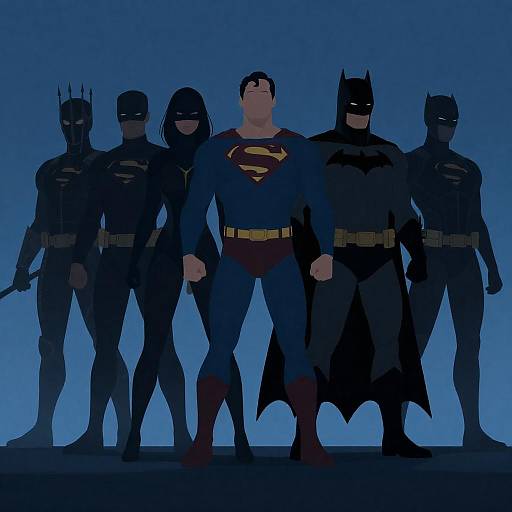 Silhouette of Seven Unique Superheroes