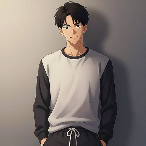 Stylish Asian Anime Boy Portrait