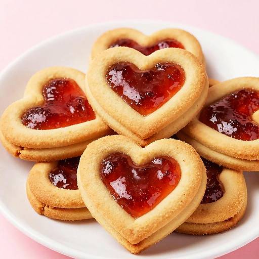 Close-Up of Heart-Shaped Jam Cookies