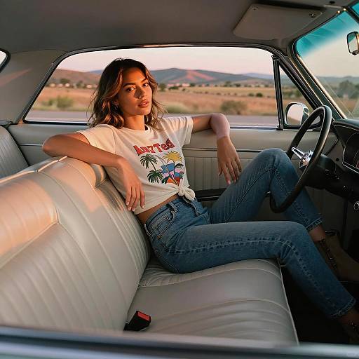 Retro Chic: Woman in Classic Car