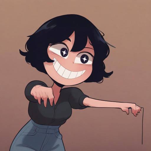 Cheerful Woman in Casual Attire