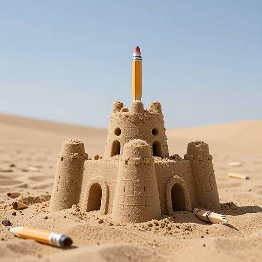 Surreal Desert of Floating Pencil Stubs