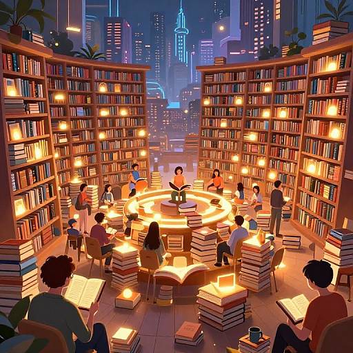 Vibrant Digital Library Concept Art