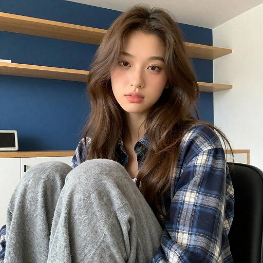 Cozy Indoor Portrait of Young Woman