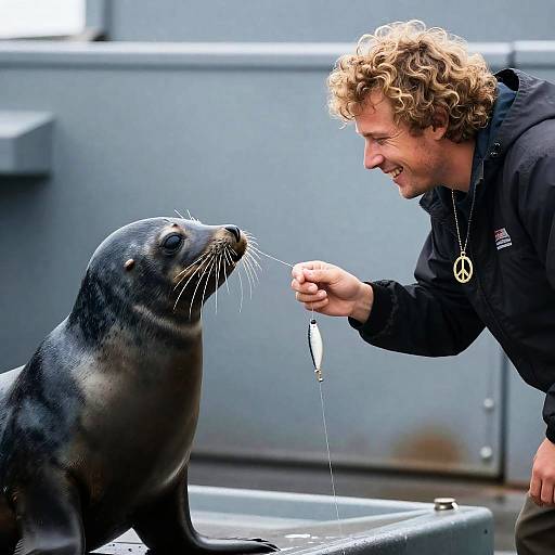 Heartwarming Encounter: Man and Seal Bond