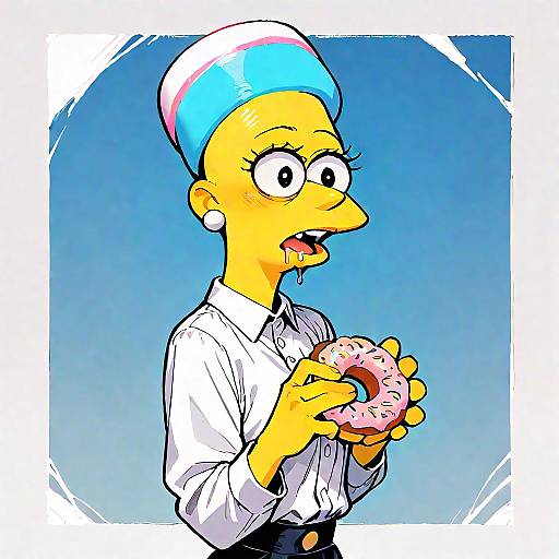 Toony Homer Simpson Eating Donut