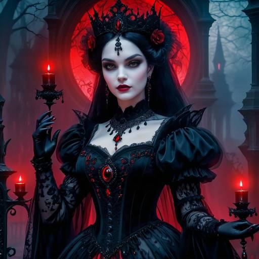 Vampire Queen in Gothic Graveyard