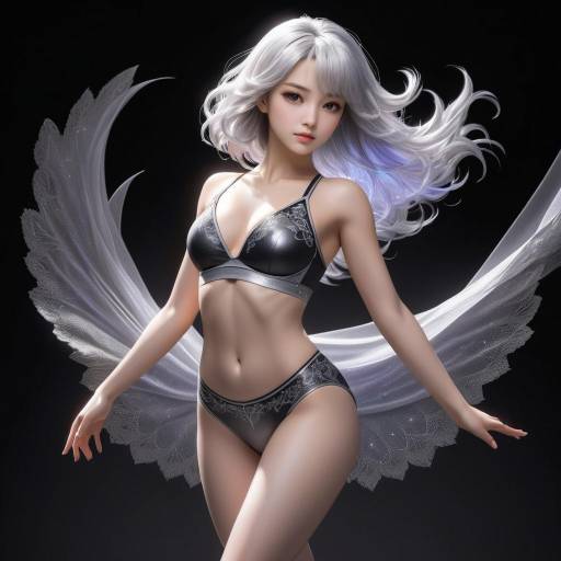Ethereal Silver-Haired Girl in Motion Ethereal Silver-Haired Girl in Motion