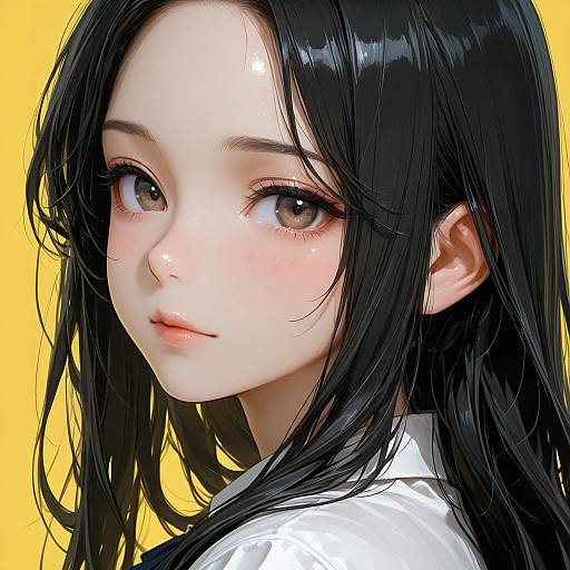 Portrait of a Girl with Black Hair