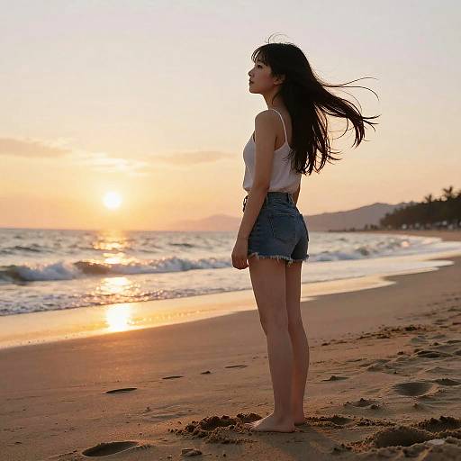 Anime Girl Summer Beach Sunset