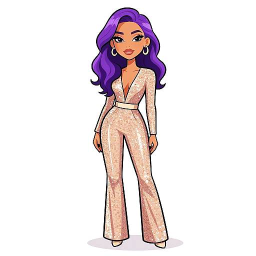 Glamorous Woman in Champagne Jumpsuit