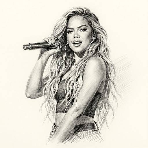 Karol G Detailed Pencil Sketch