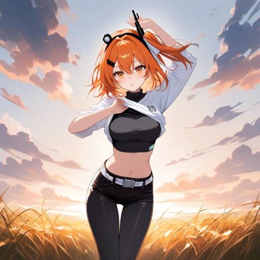 Cowgirl Stance in Dramatic Sunset