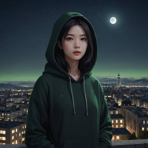 Solo Girl Under a Starry Night Sky