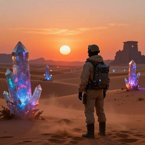 Explorer in Alien Desert Adventure