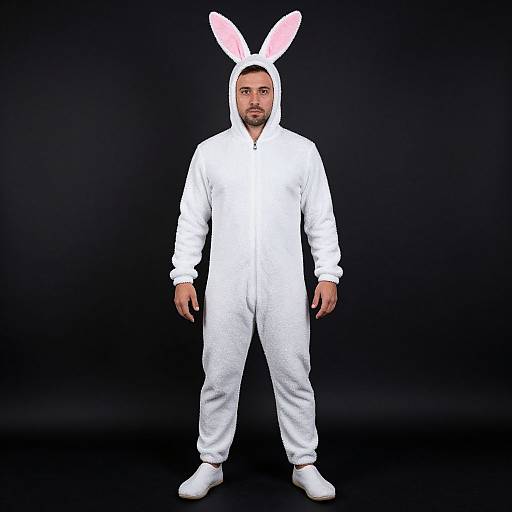 Man in Bunny Onesie Costume
