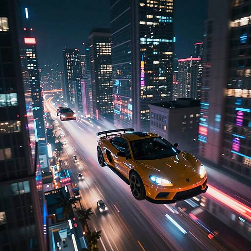 Futuristic Neon Cyberpunk Flying Cars