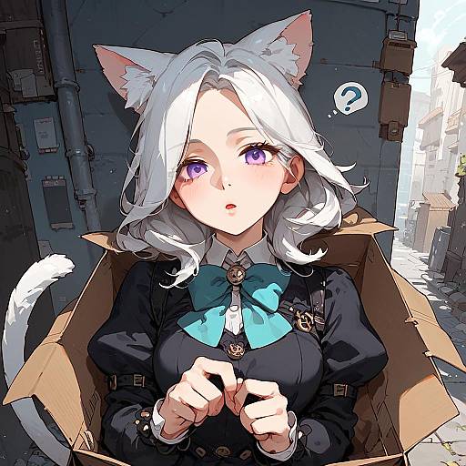 Anime Girl Cat Ears in Alley