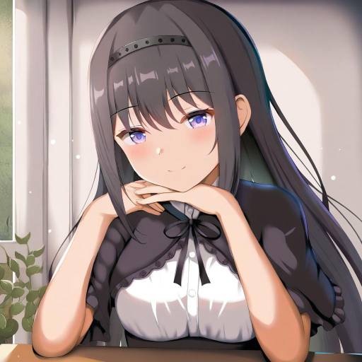 Illustration of Akemi homura (black dress), mahou shoujo madoka magica in the style of Renetan