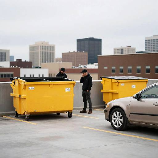Urban Rooftop Scene with Two Men