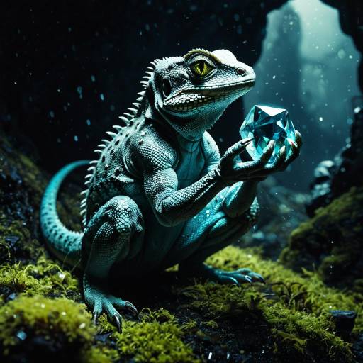 Cave-Dwelling Lizard Holding Crystal Cave-Dwelling Lizard Holding Crystal