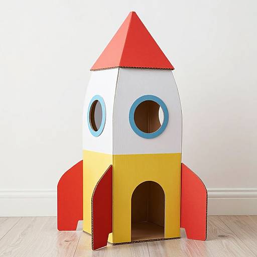 Whimsical Cardboard Rocket Playhouse