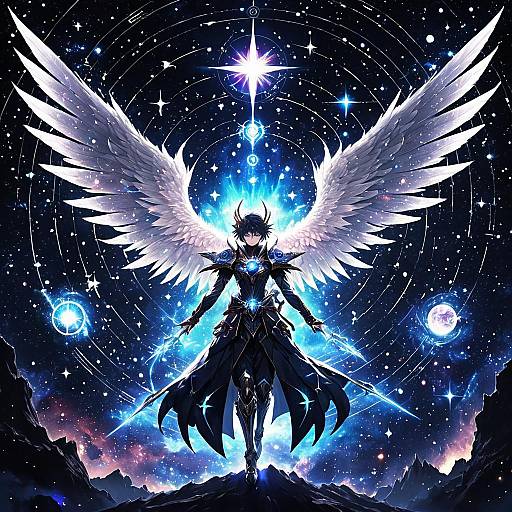 Celestial Anime Summoner with Radiant Wings