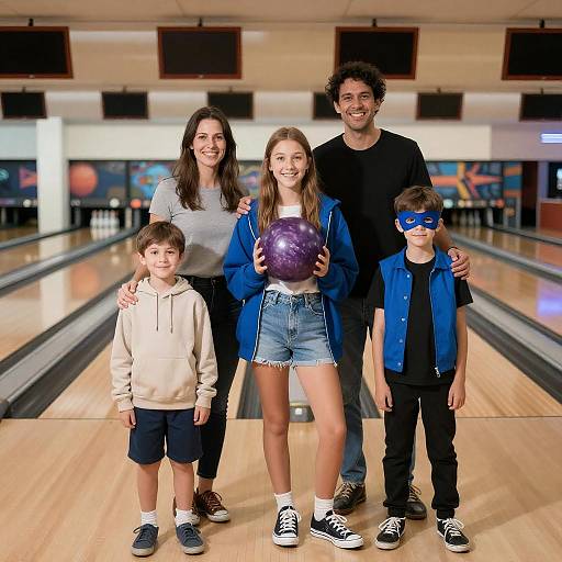 Joyful Family Bowling Alley Photo