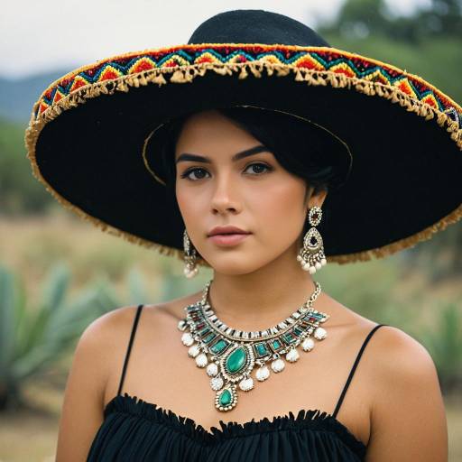 Mexican Woman in Traditional Costume with Jewelry