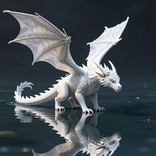 Serene White Dragon on Reflective Water