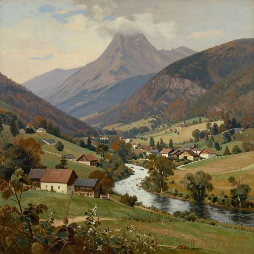 Picturesque Valley with Farmhouses