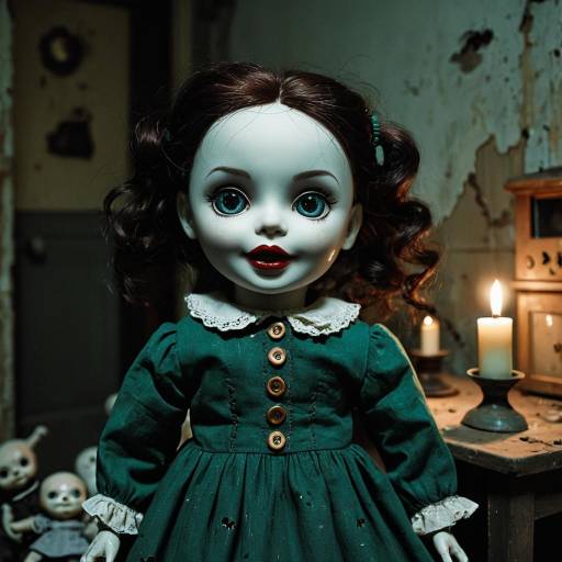 Creepy doll in abandoned room