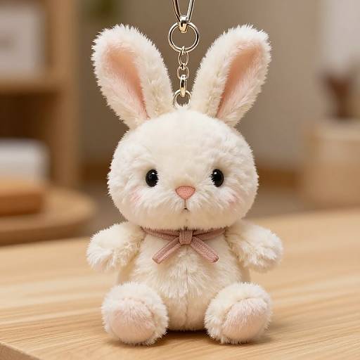 Whimsical Plush Rabbit Keychain