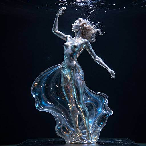 Ferrofluid Woman Sculpture Underwater