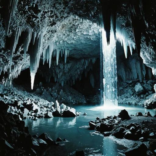Mystical Crystal Cave with Waterfall