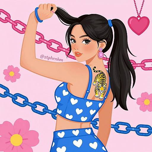 Vibrant Illustration of Asian Woman