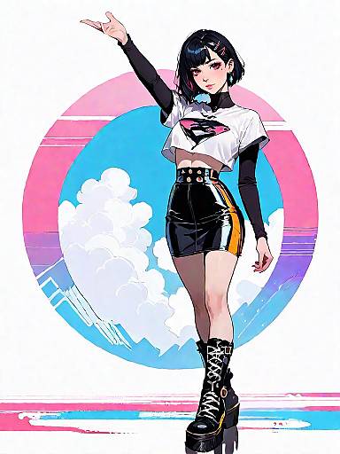 Modern Street Style Woman with Graphic Crop Top