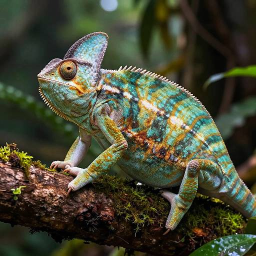 Overweight Chameleon in Exotic Forest