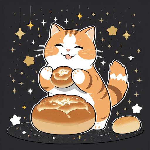 Playful Tabby with Rustic Sourdough Bread Playful Tabby with Rustic Sourdough Bread