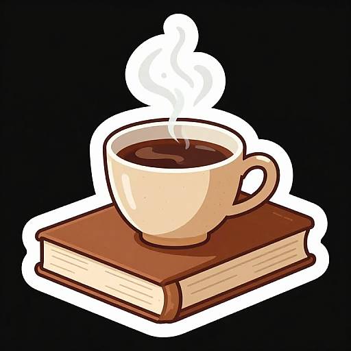 Cozy Coffee Cup on Book Sticker