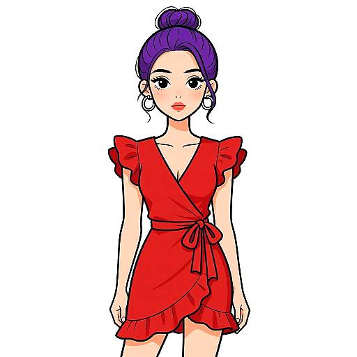 Playful Chic Woman in Red Dress