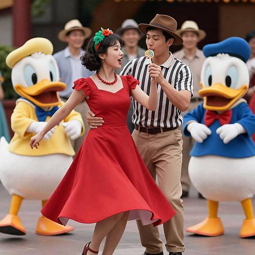 Vibrant Dance Scene with Colorful Characters