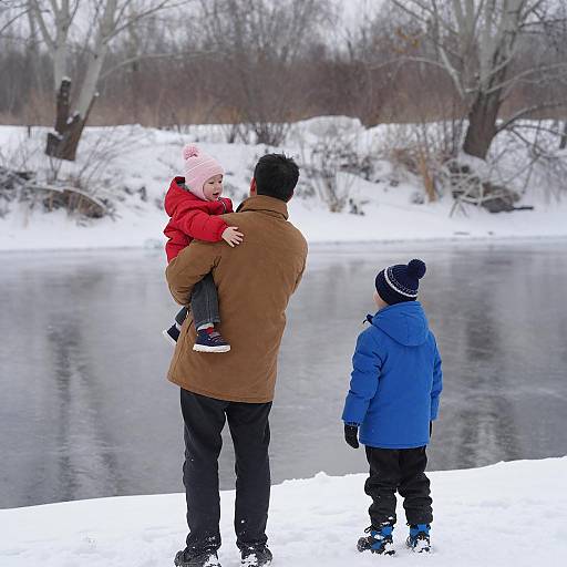 Winter Joy by the Frozen River