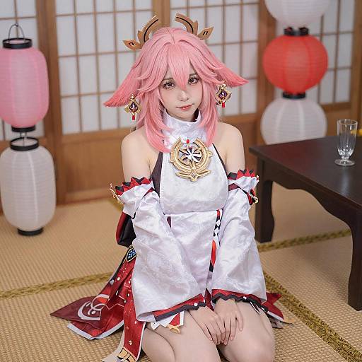 Asian Woman in Japanese Cosplay