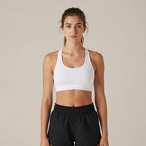 Fit Woman in Sports Bra and Boxer Shorts