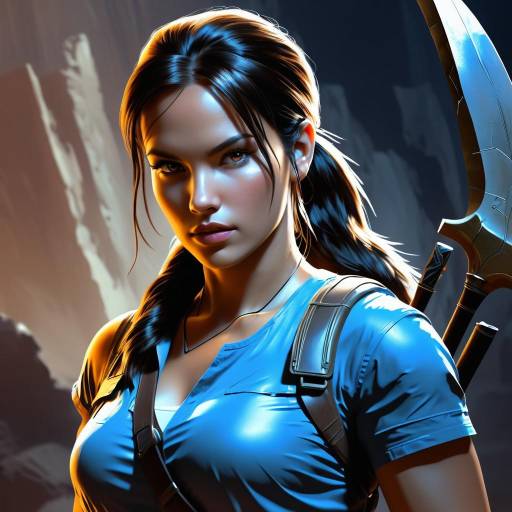 Duotone Digital Portrait of Lara Croft