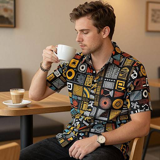European Man Wearing Bold Print Shirts